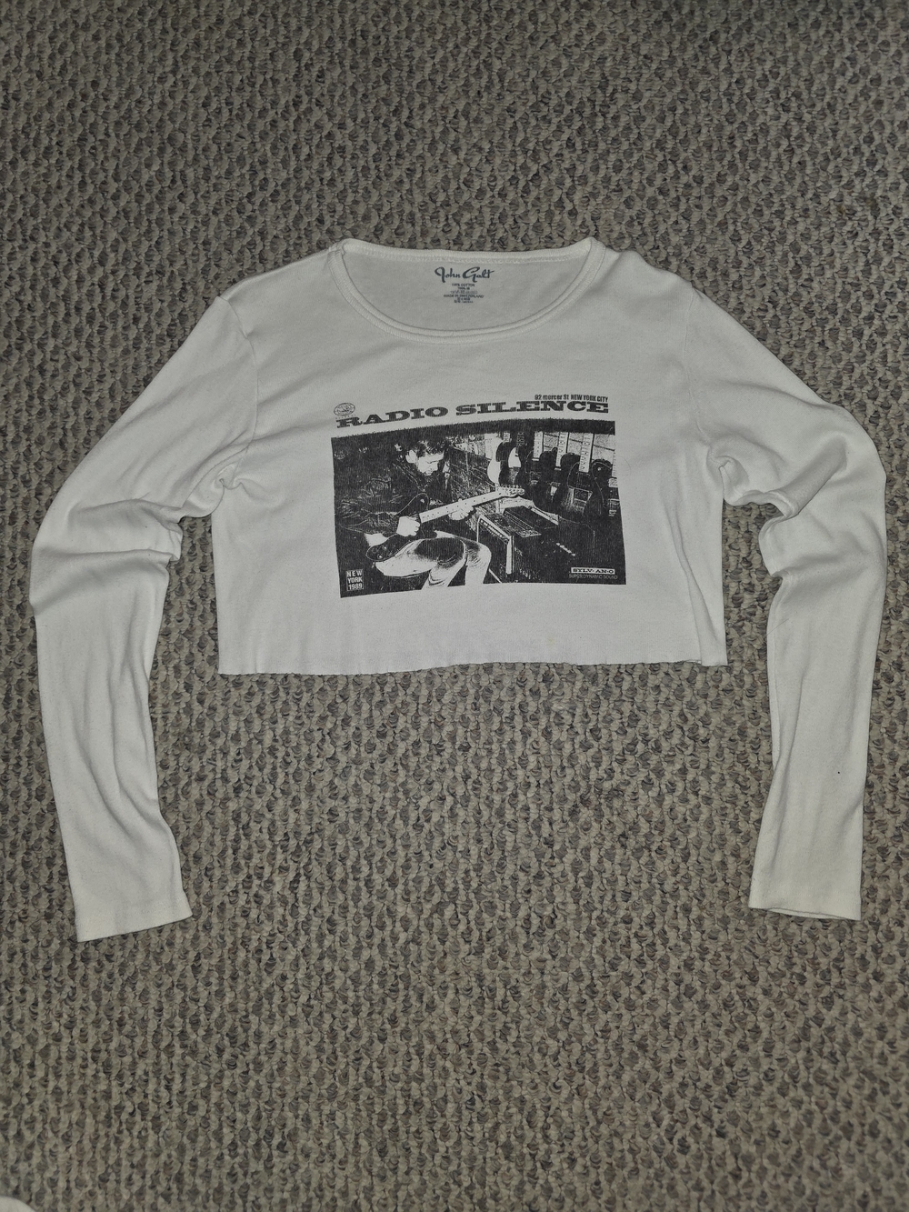 John Hardy White Graphic Long-Sleeve Crop Top